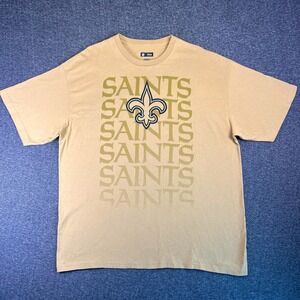 NFL New Orleans Saints Shirt Men Size 2XL Tan Fleur De Lis Football Team Apparel